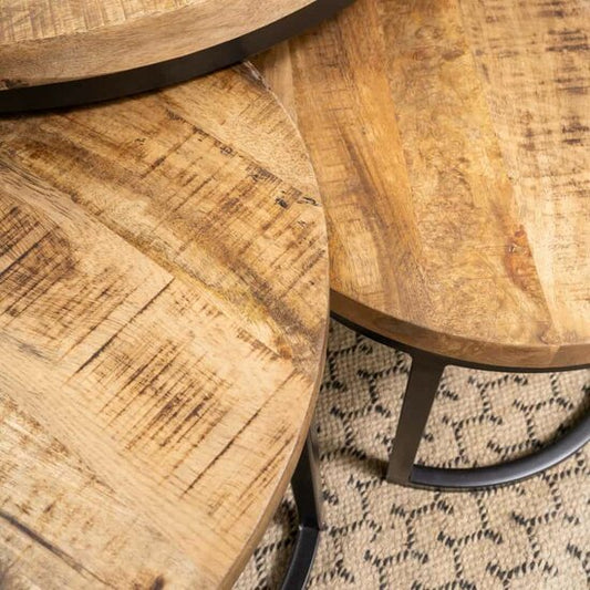 3er Couchtisch Set Halle - Gr. 03 - groß mit 3 cm Platte