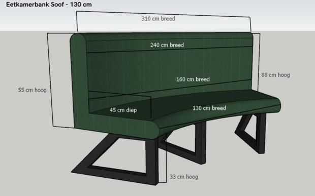 Bielefeld Esszimmersofa / Bank 130 cm