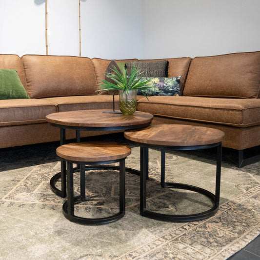 3er Couchtisch Set Halle - Gr. 1 - klein mit 2 cm Platte