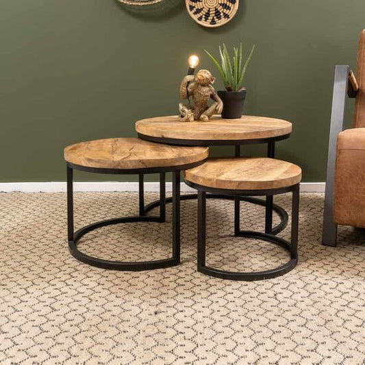 3er Couchtisch Set Halle  - Gr. 03 - groß mit 3 cm Platte